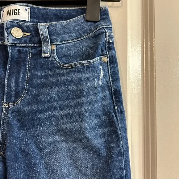 PAIGE Dark Blue Distressed Verdugo Fit  Skinny Jeans - Picture 4 of 9